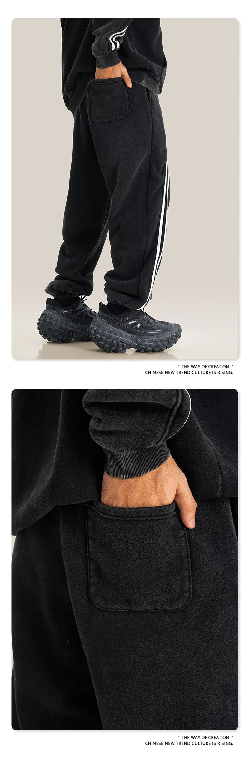 ZODF New Autumn Winter Men Fleece Sweatpants Women Unisex 332gsm Washed Ribbon Warm Joggers Pants Brand Clothes HY0877