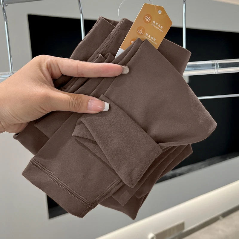 2025 Winter Warm High Waist Seamless Women’s Fitness Yoga Leggings Tight Running Trousers - Cocoa / M