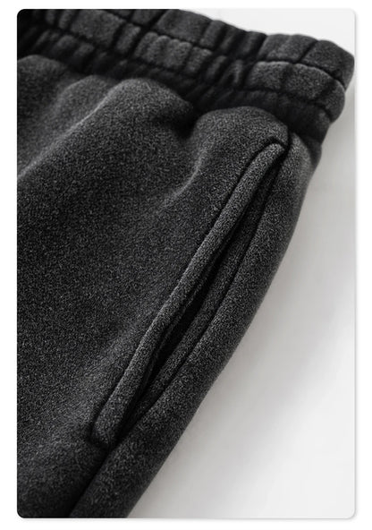 ZODF New Autumn Winter Men Fleece Sweatpants Women Unisex 332gsm Washed Ribbon Warm Joggers Pants Brand Clothes HY0877