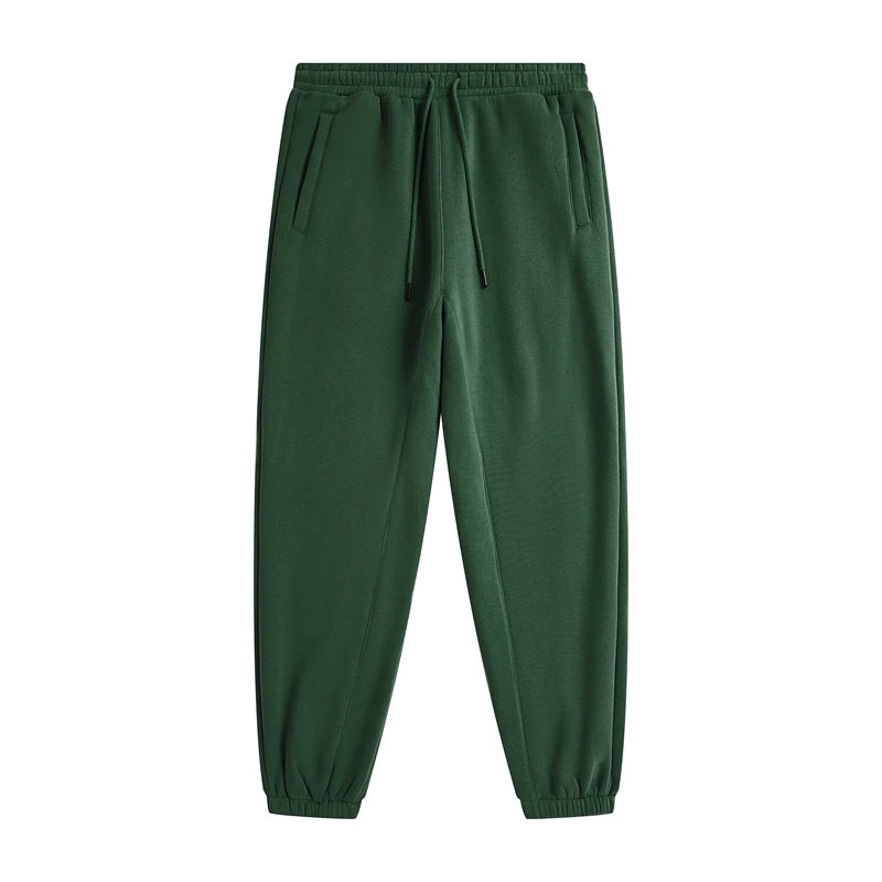 ZODF Unisex 345gsm Fleece Sweatpants Loose Fit Retro Hip Hop Winter Joggers HY0005 - Dark Green / XXL / China Mainland