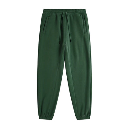 ZODF Unisex 345gsm Fleece Sweatpants Loose Fit Retro Hip Hop Winter Joggers HY0005 - Dark Green / XXL / China Mainland