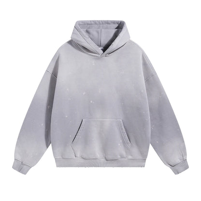 ZODF Trendy Men Washed 360gsm Fleece Hoodies Unisex Oversized Warm Paint Distressed Hooded Pullovers Winter Coat HY0947