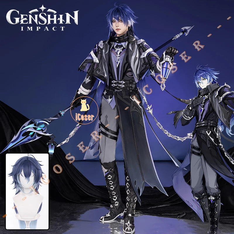 Genshin Impact Kyryll Chudomirovich Flins Cosplay Costume Wig Uniform Carnival Role Play Outfit Halloween Party for Women Men