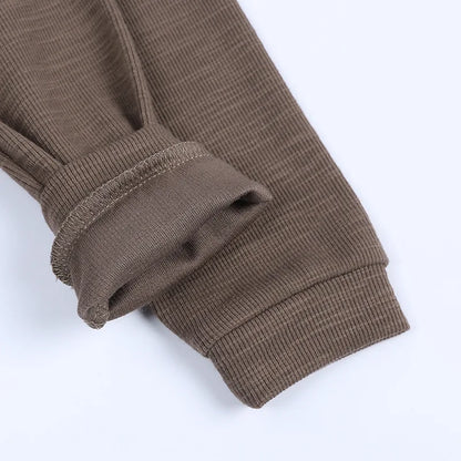 Boys Long Sleeved Clothing Baby Children Big Ears Rabbit Bodysuit Girl Baby Hooded Zipper Creeper Romper 0 to 3 6 9 12 18 Months