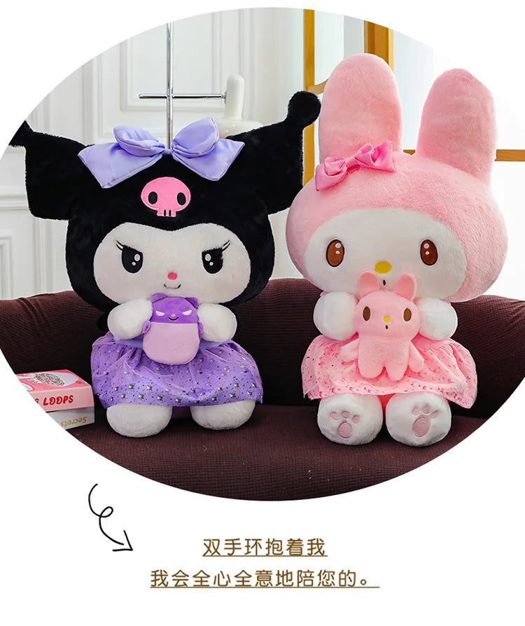 45/55/75CM Big Size Sanrio Hug A Bunny Kuromi My Melody Plushies Cartoon Anime Stuffed Children Toy Comfortable Soft Doll Gift