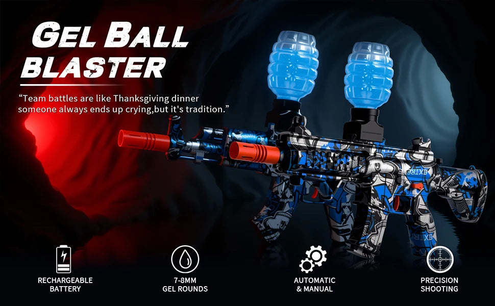 Yuizukeot Gel Ball Blaster 2-Pack ABS Plastic Electric Gun - Blue