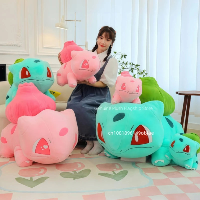 60cm Big Size Pokemon Bulbasaur Cartoon Anime Plush Stuffed Doll Garlic Frog Room Decorated with Cartoon Peluche Pillow Gift