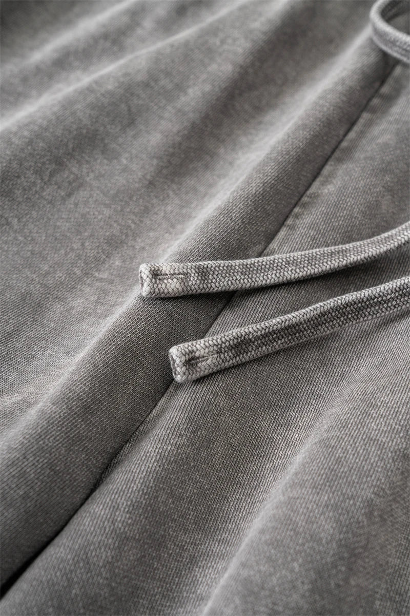 ZODF Retro 2024 Spring Men Washed Cotton Straight Pants Unisex Casual 330gsm Distressed Loose Trousers Brand Clothes HY0830