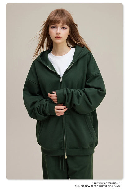 ZODF Trendy 2025 Heavy Weight 445gsm Zipper Hoodies For Man Unisex Casual Zip-up Hooded SweatShirts Coats HY1102