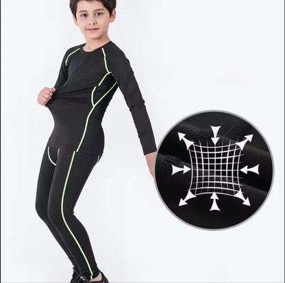 Kids’ Sportswear Thermal Underwear Quick Dry Compression Clothes for Soccer Basketball Boys