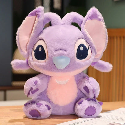 Cute Stitch Plush Toy Soft Lilo & Stitch Purple Angel Stuffed Anime Doll Cartoon Figure Alien Plushies Cuddly Pillow Gifts Girl