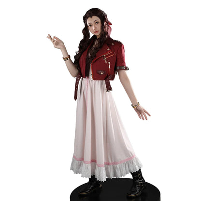 UWOWO Collab Series: FF- 7 Aerithh Cosplay Costume Pink Dress Cosplay Long Dress Halloween Costume