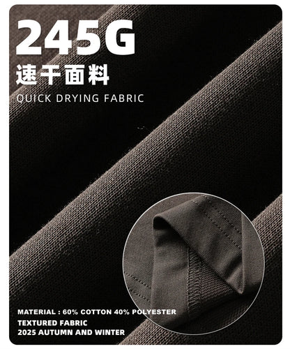 ZODF Trendy Autumn Full Sleeve 245gsm T-Shirts For Men Unisex Loose Solid Quick Dry Antibacterial T Shirt Brand Tees HY1162