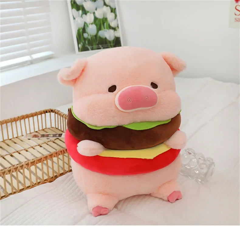New 50cm Hamburger Pig Plush Toy Fluffty Kawaii Plushie Doll Simulation Pig Doll Anime Cute Stuffed Animals Soft Plush Gift