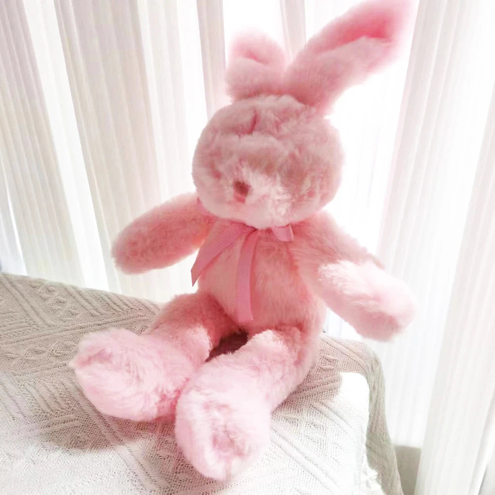 Hand Made Cute Stuffed Animal Pink Easter Bunny Plush Toy Soft Rabbit Plushie Dolls Gift For Girls Girlfriend