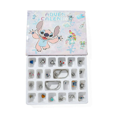 New Disney Stitch  24-Grid Christmas Countdown Calendar Blind Box - Alloy Bracelet Gift Set For Halloween & Xmas