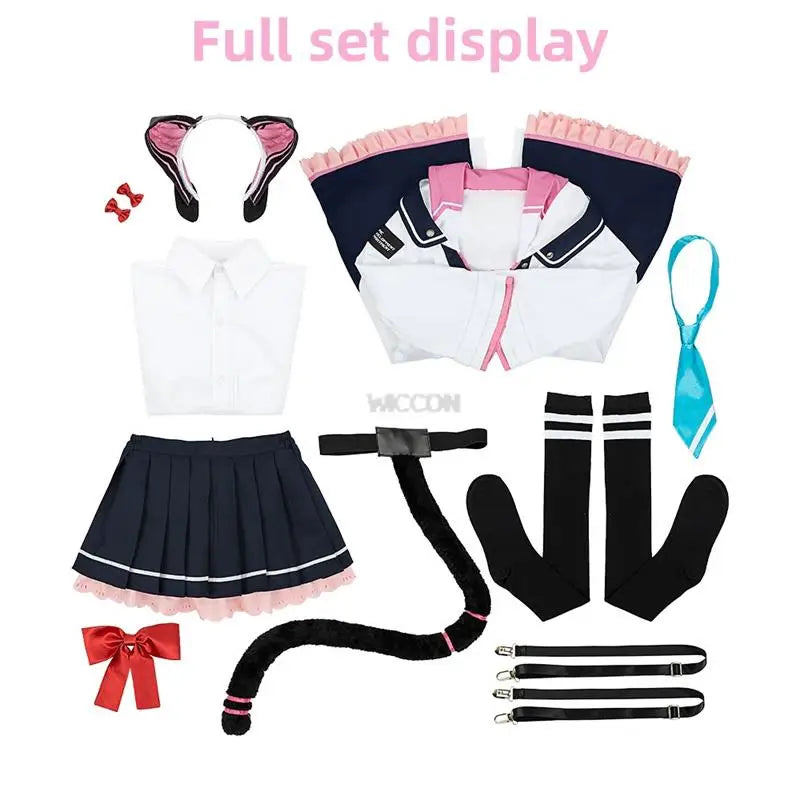 Blue Archive Saiba Momoi Cosplay Costume Set Polyester Asian Size