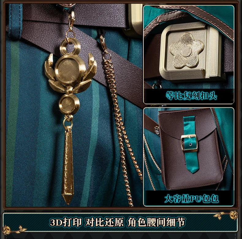 Identity V Art Dealer Cosplay Costume Wig Uniform Knight Richard Sterling Glasses Hat Roy Ramit Halloween Women Men Carnival Cos