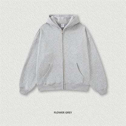 ZODF New Winter Men Zipper Fleece Hoodies Unisex Loose Heavy Weight Thick Warm Basic 420gsm Hooded Coats Hoodie HY0747