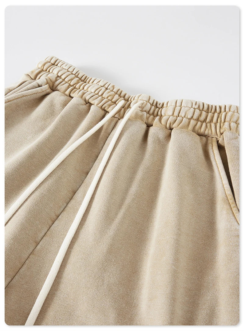 ZODF 2024 Summer Men 350gsm Washed Cotton Shorts Unisex Retro High Street Loose Side Slit Short Pants Streetwears HY0839