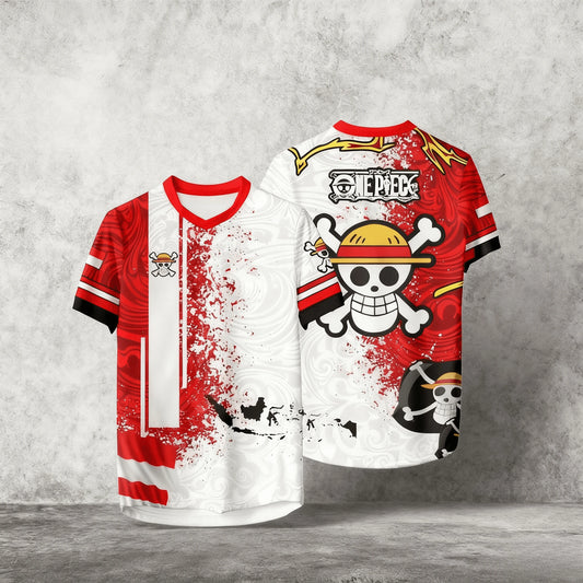 Summer Casual Jersey One Piece Anime Korean Style Kpop Baseball Hockey T-shirt Fashion Streetwear Anime Daily Unisex Tops Tees