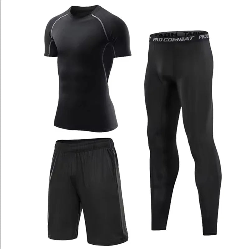 5 Fruit/Set Men’s Compression Sports Suits Gym Running Jogging Tight Training Pants - Pink / 4XL