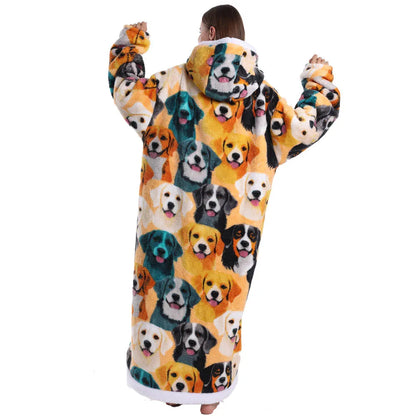 Man Pajamas Winter Long Men Bathrobe with Hood Luxury Fluffy Woman Dressing Gown Warm Halloween Pijamas Home Wear Towel Robe