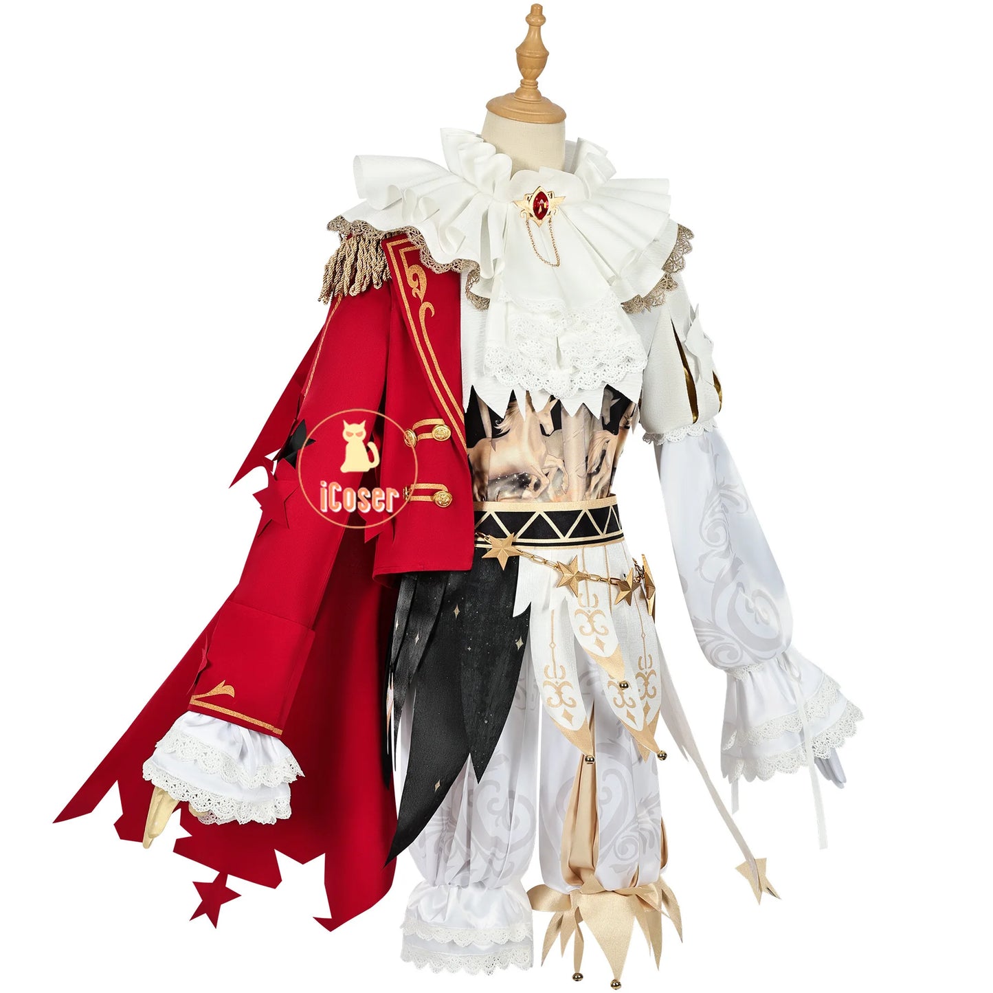 iCoser Identity V Hullabaloo Brightest Star Cosplay Costume Wig Mike Morton Uniform Hat Ring Halloween Party Women Men Carnival