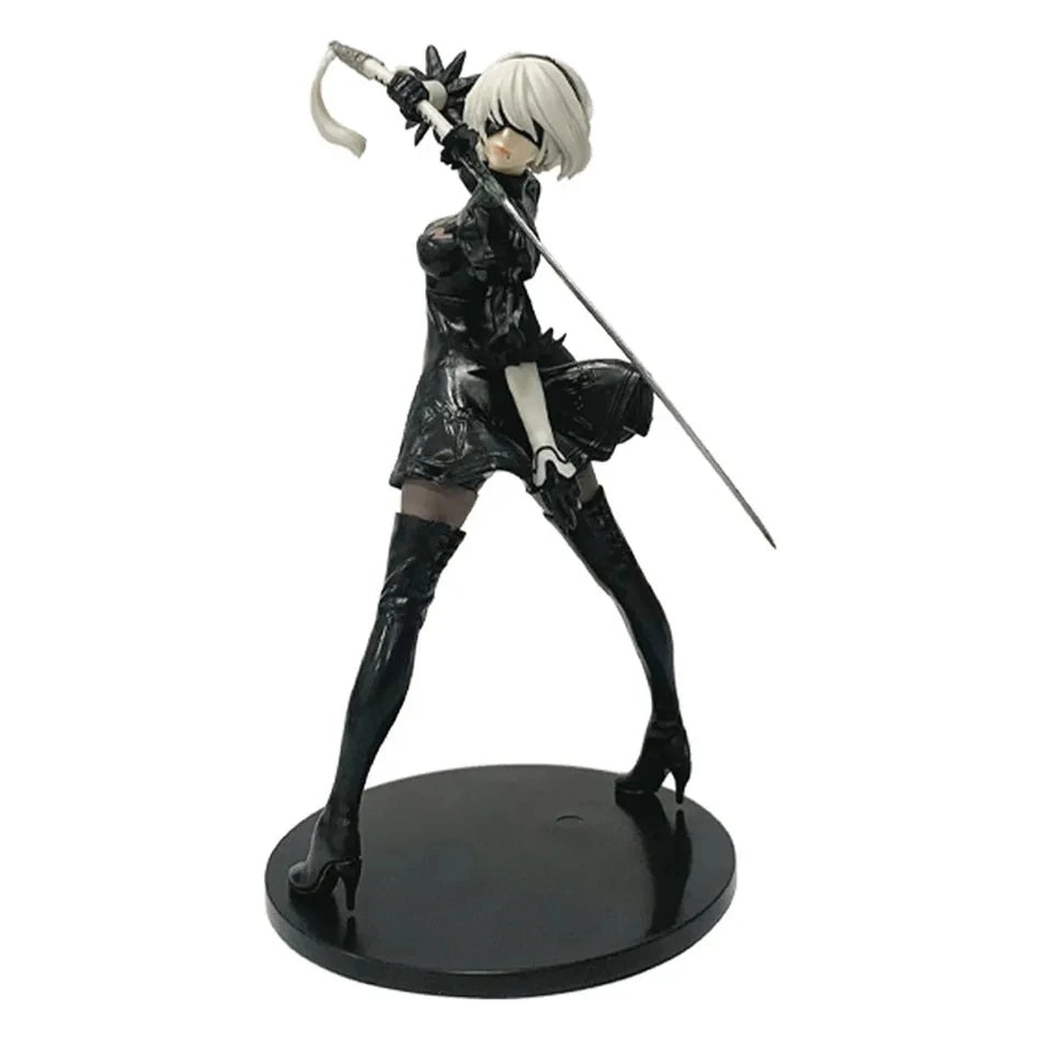 Hot 18CM Yorha 2B Black and White Series Anime Figure PVC Collectible Action Figures Model Doll Statuette Gift