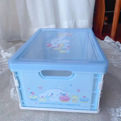 New Sanrio Japanese Cartoon Melody Coolomey Foldable Cosmetic Storage Box Plastic Cover Dust Proof Desktop Cover Sorting Box