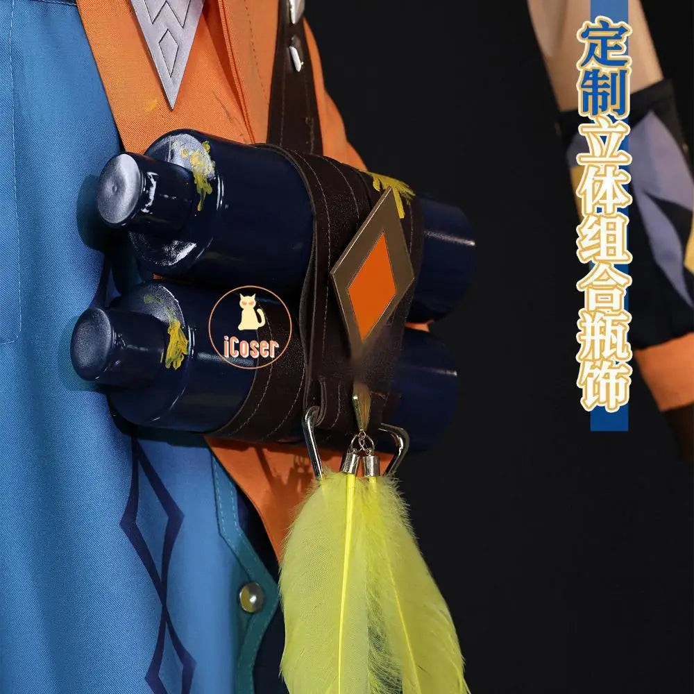 Genshin Impact Bennett Cosplay Costume Wig Uniform Adventures in Blazing Hue New Skin 3D Accessories Halloween Party Women Men