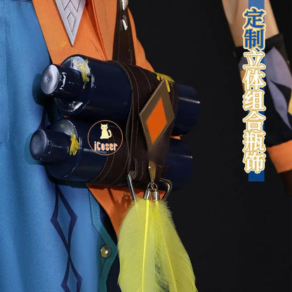 Genshin Impact Bennett Cosplay Costume Wig Uniform Adventures in Blazing Hue New Skin 3D Accessories Halloween Party Women Men