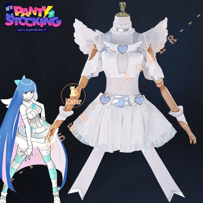 Anime New Panty Stocking with Garterbelt Stockiel Anarchy Stocking Cosplay Costume Angel Skirt Wings Halloween for Women Girls