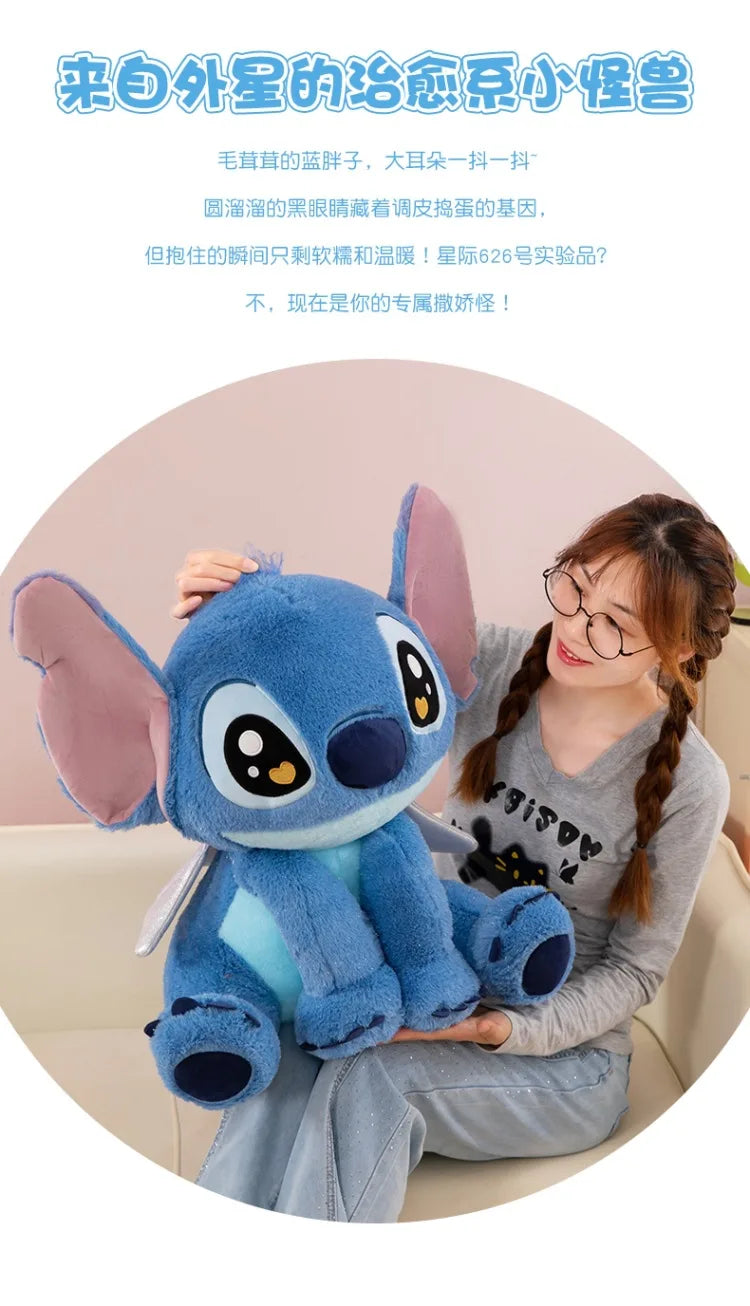 25/40/60cm Big Size Angel Stitch Disney Anime Plush Stuffed Dolllilo & Stitch Cartoon Plushies Pillow Ornaments Holiday Gifts