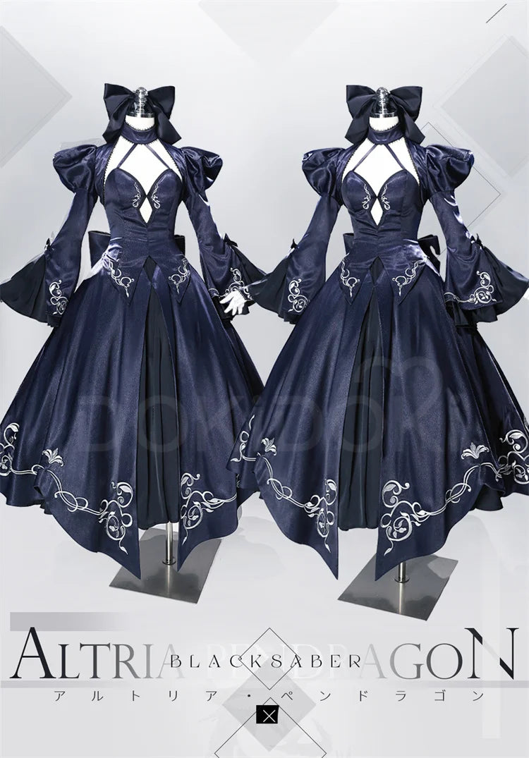 Saber Artoria Pendragon Cosplay Costume Game Fate/stay Night DokiDoki-R Women Black Saber Dress
