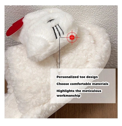 New Sanrio Sweet Hello Kitty Warm Cotton Slippers For Student Dormitory Comfortable One Word Hairy Adult Cotton Slippers