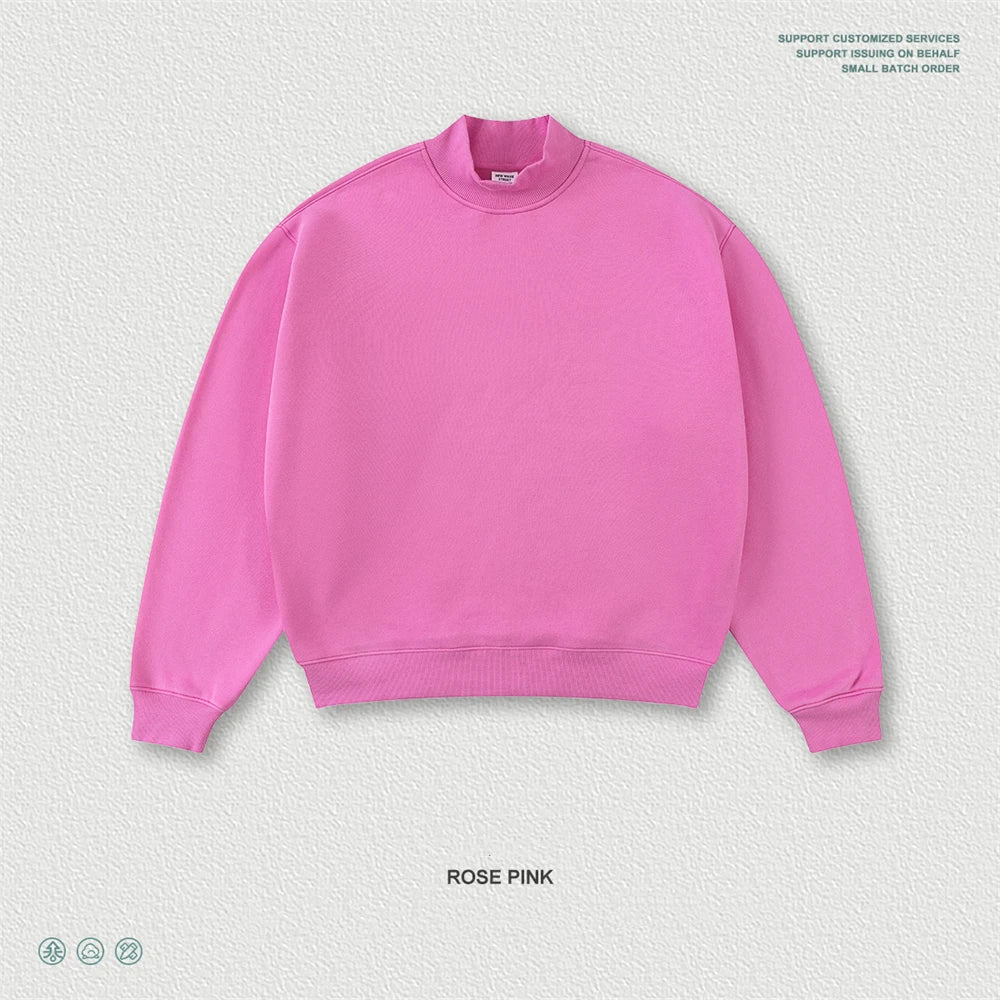 ZODF New Winter Man 345gsm Loose Fit Fleece Sweatshirt Unisex Cusual Boxy Warm Half Turtleneck Pullovers HY1181