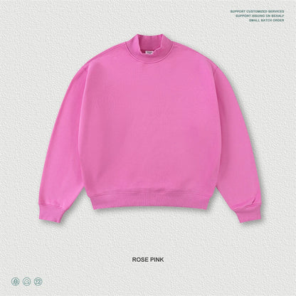 ZODF New Winter Man 345gsm Loose Fit Fleece Sweatshirt Unisex Cusual Boxy Warm Half Turtleneck Pullovers HY1181