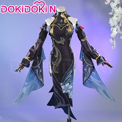 Shenhe Cosplay Costume Game Genshin Impact【XS-3XL】DokiDoki-N Shen He Skin Frostflower Dew Costume Lantern Rite Cosplay Plus Size