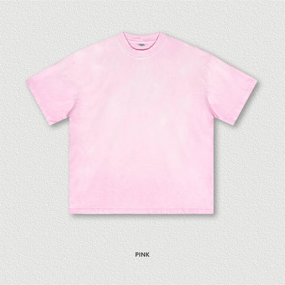 ZODF 2024 Summer Men Washed Gradient T-Shirts Unisex Women Distressed 250gsm Cotton T Shirt Brand Tees Streetwears HY0814