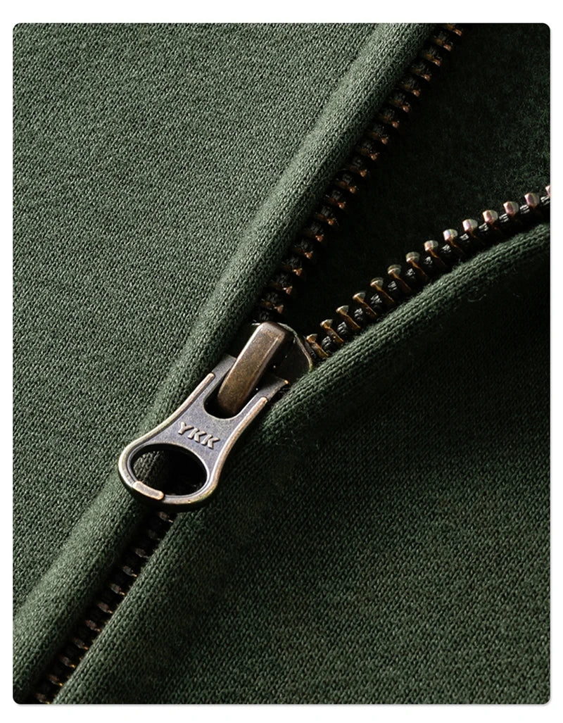 ZODF Trendy Winter Man Warm 430gsm Fleece Zipper Hoodies Unisex Solid Loose Zip-Up Hooded Coats Brand Outfit HY1130