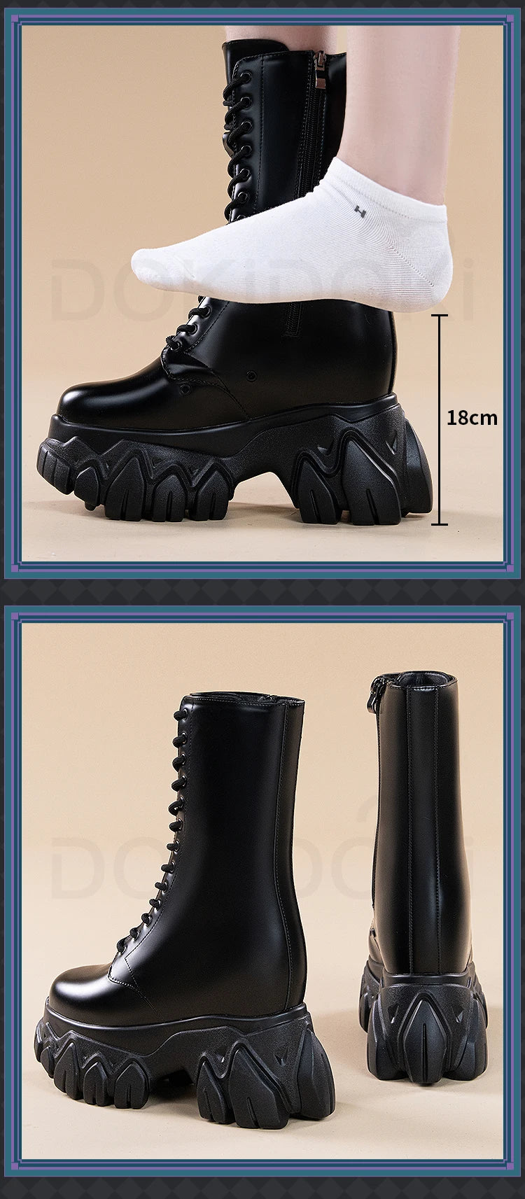 IN STOCK Women Cosplay Props 18cm Heightening Shoes DokiDoki Women Daily 12cm 11cm 18cm 22cm Black White Boots Shoes Halloween