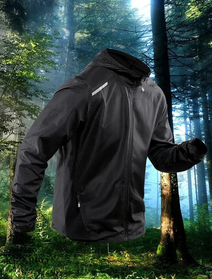 2025 Running Jacket Autumn Reflective Hooded Gradient Color Sportswear Breathable Men and Women Jogging Coat