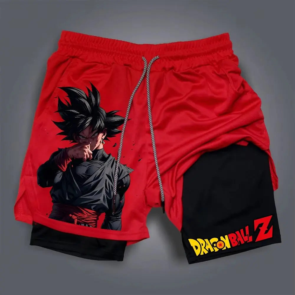 Dragon Ball Anime Men's Shorts Double Layer 2-in-1 Shorts Graphic Print Streetwear Summer Autumn Fitness Running Sports Pants