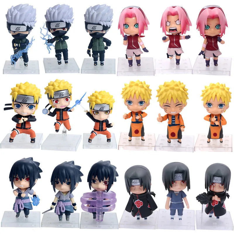 11cm 3Pcs/Set Naruto Anime Action Figure Uchiha Itachi Kakashi Cartoon Toys Itachi Akatsuki Collectible Ornament For Child Gifts