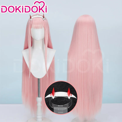 IN STOCK Zeroo Twoo Wig Anime DokiDoki Women Cute Pink Long Wig Zeroo Twoo Cosplay Wig Headdress