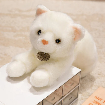 45/60cm Realistic White Cat Plush Toy Cute Lifelike Cat Stuffed Doll Soft Animal Plushies Birthday Gifts For Girl Home Decor