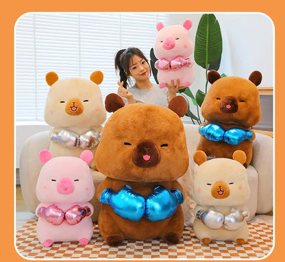 Plush Capybara Boxing Toy Stuffed Animal Cute Cuddly Pillow Decor for Kids Birthday Xmas Gift Wholesale Plush Toy Stuffed Animal