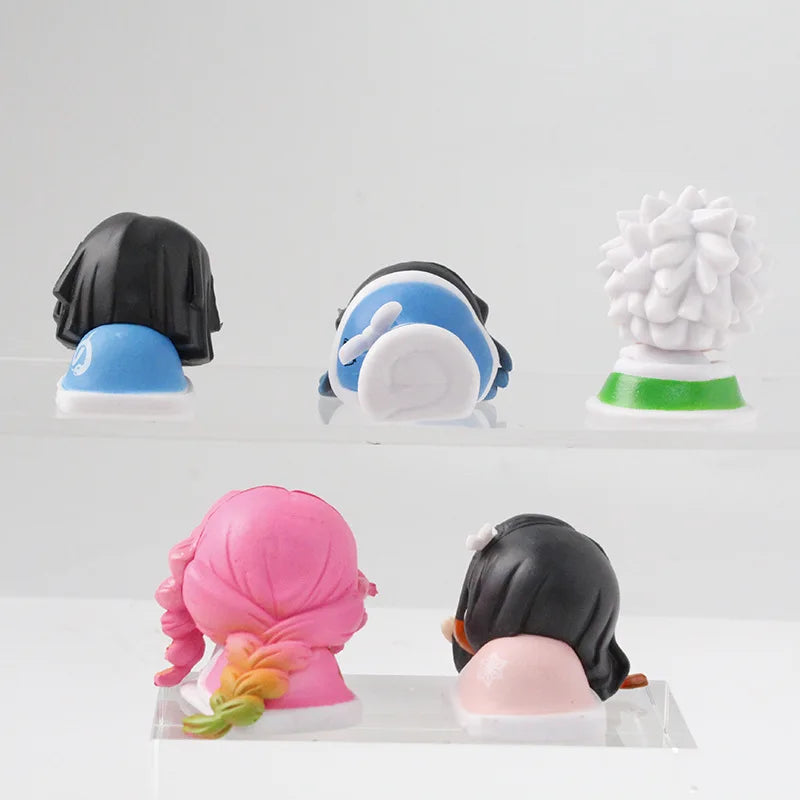 5pcs/set Anime Demon Slayer Mitsuri Obanai Q Version sleeping position Action Figure PVC Model doll Toy Gifts