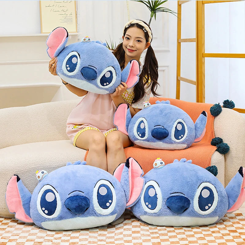 55/80cm Disney Lilo and Stitch Pillow Plush Toy Cartoon Anime Stuffed Kawaii Scrump Stich Doll Plushie Kids Birthday Xmas Gifts